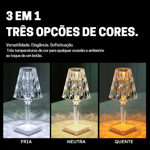 Crystal - Luminária de cristal sem fio + E-Book GRATUITO - Mania das CoisasCrystal - Luminária de cristal sem fio + E-Book GRATUITOMania das Coisas